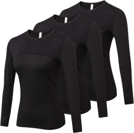 3 Pack Women's Long Sleeve Shirts Performance Base Layer Sports Shirts Training Top Quick Dry Top Shirts Thumb Hole