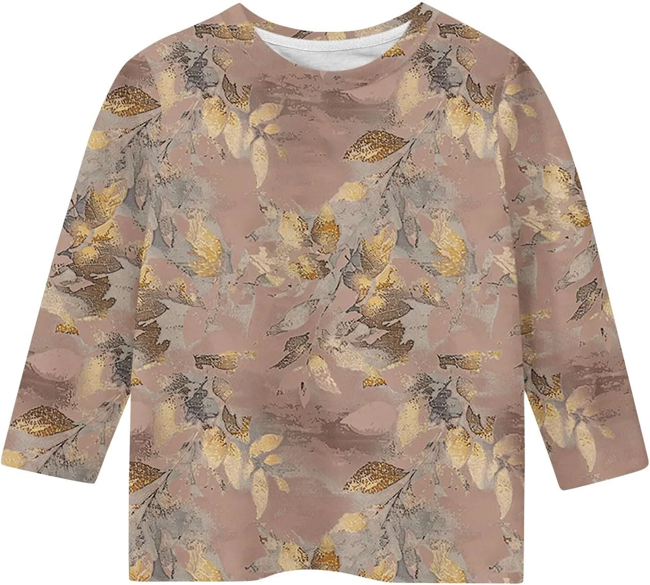3/4 Sleeve Length Sleeve Girls Tops Funny Leaf Print Shirts 2025 Trendy Summer Tshirts Cute Preppy Blouses Outfits