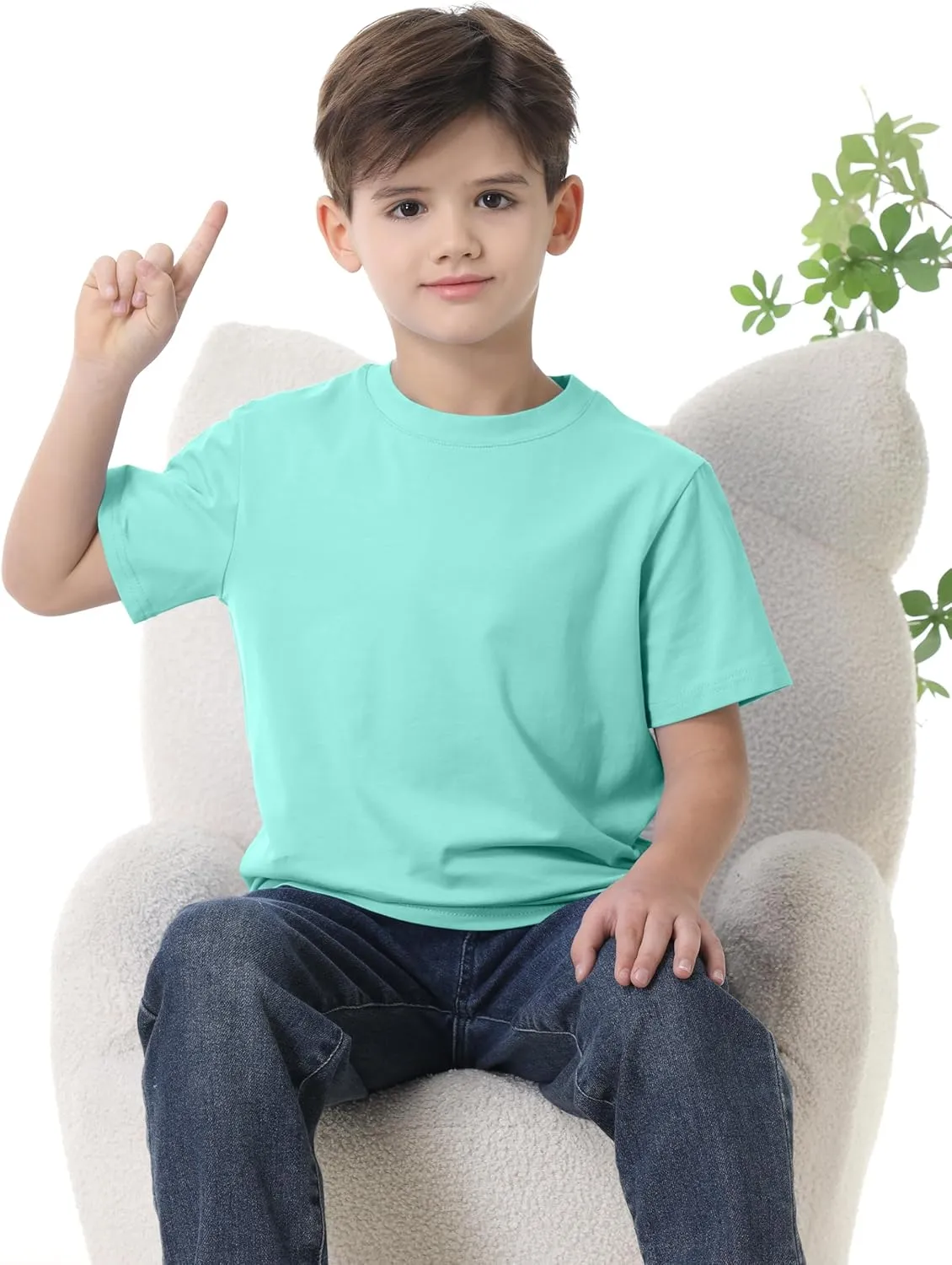 4 Pack Boys Shirts Short Sleeve Cotton Shirts for Boys Summer Tshirts Kids Basic T-Shirts Unisex Tees Top Clothes