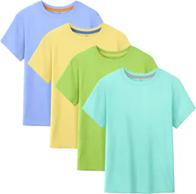 4 Pack Boys Shirts Short Sleeve Cotton Shirts for Boys Summer Tshirts Kids Basic T-Shirts Unisex Tees Top Clothes
