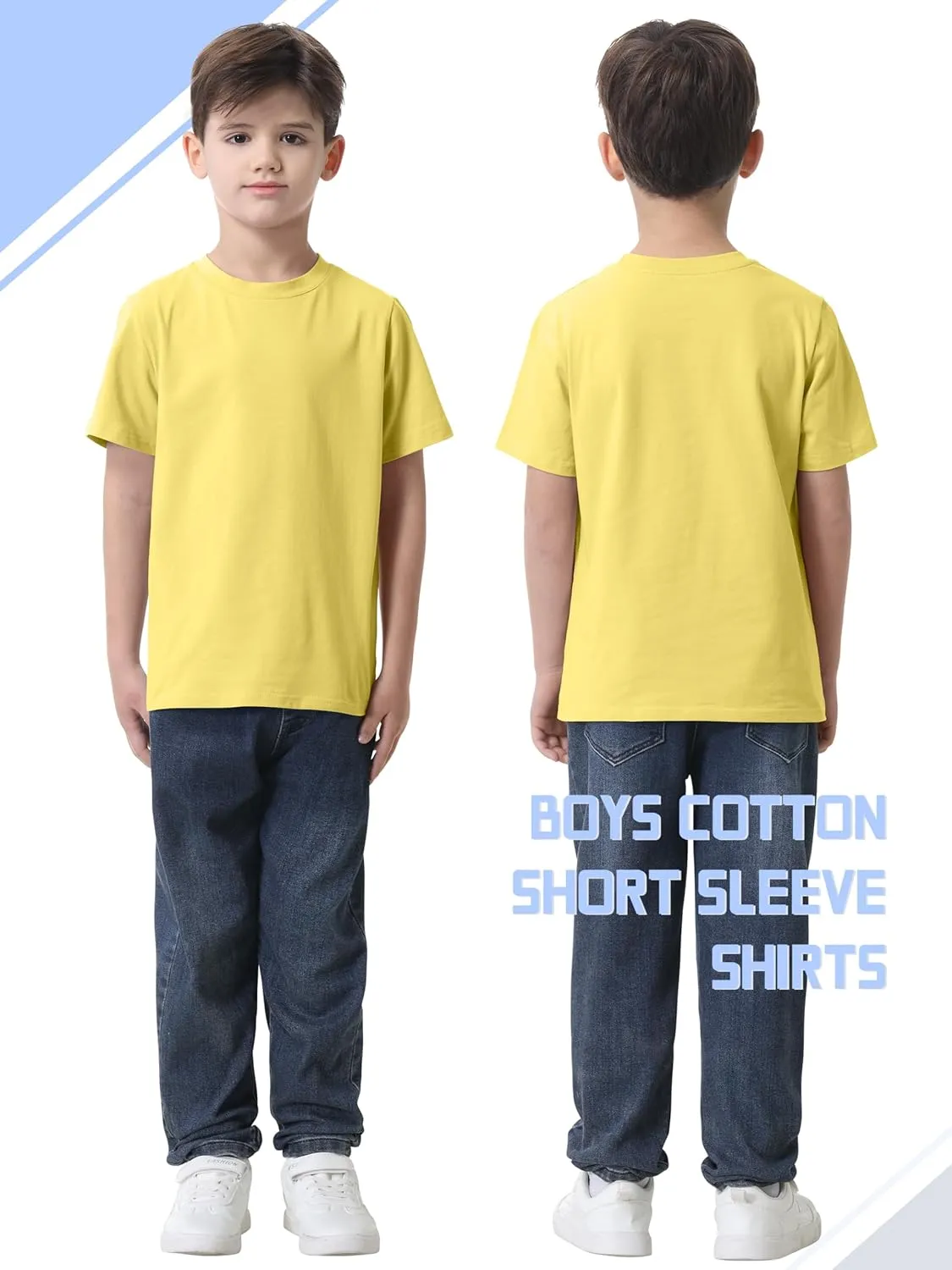 4 Pack Boys Shirts Short Sleeve Cotton Shirts for Boys Summer Tshirts Kids Basic T-Shirts Unisex Tees Top Clothes