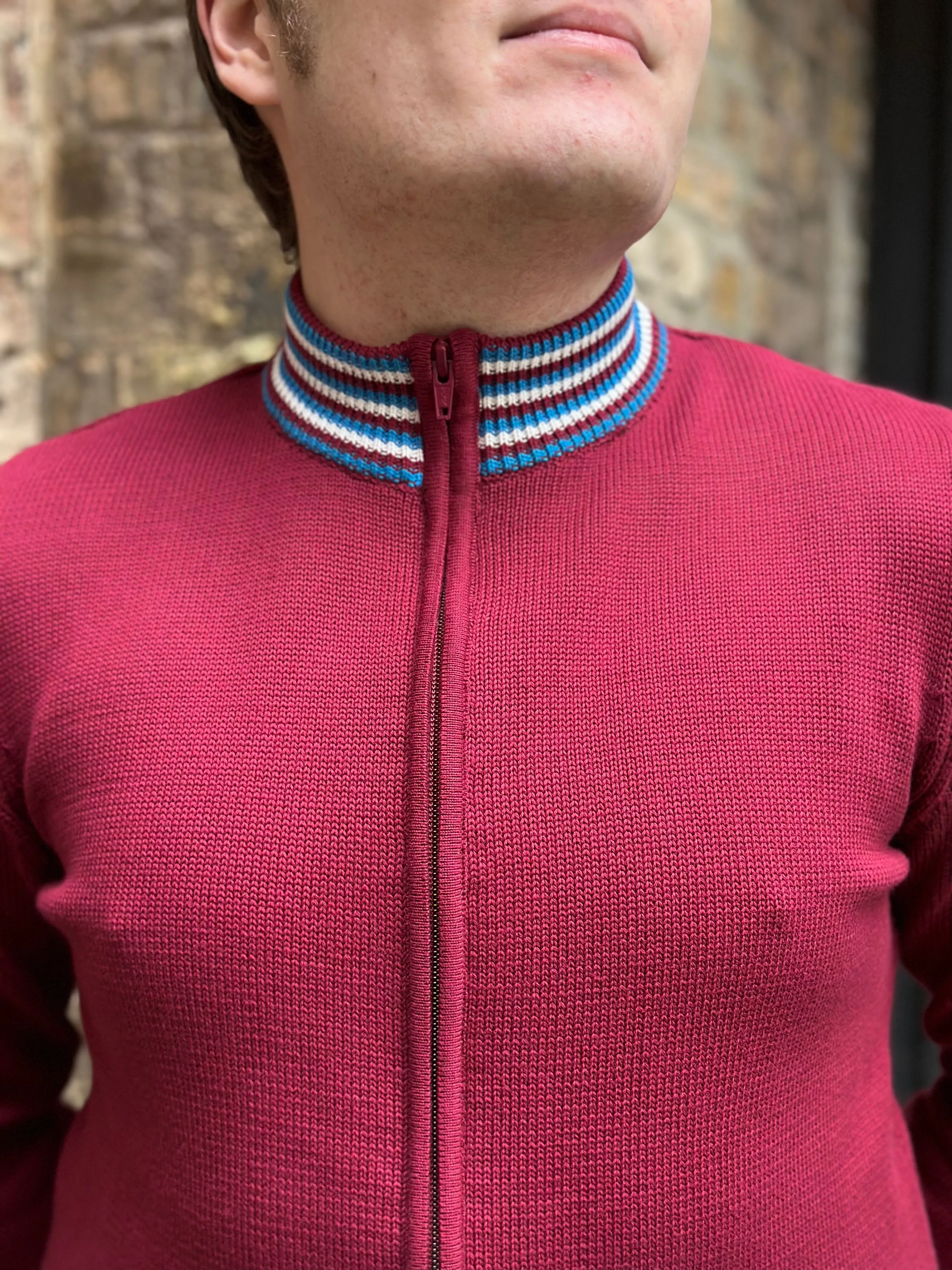 Art Gallery Clothing - Roe Knitted Wine / Navy / White - Cardigan