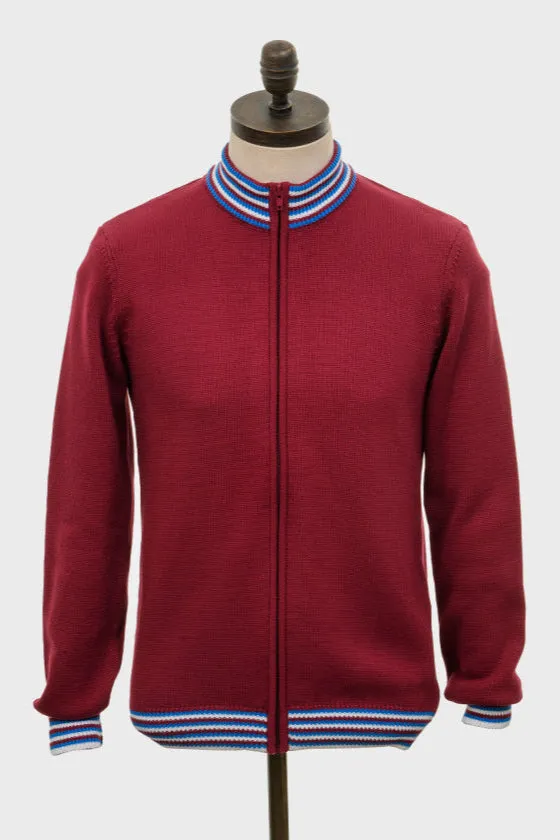 Art Gallery Clothing - Roe Knitted Wine / Navy / White - Cardigan