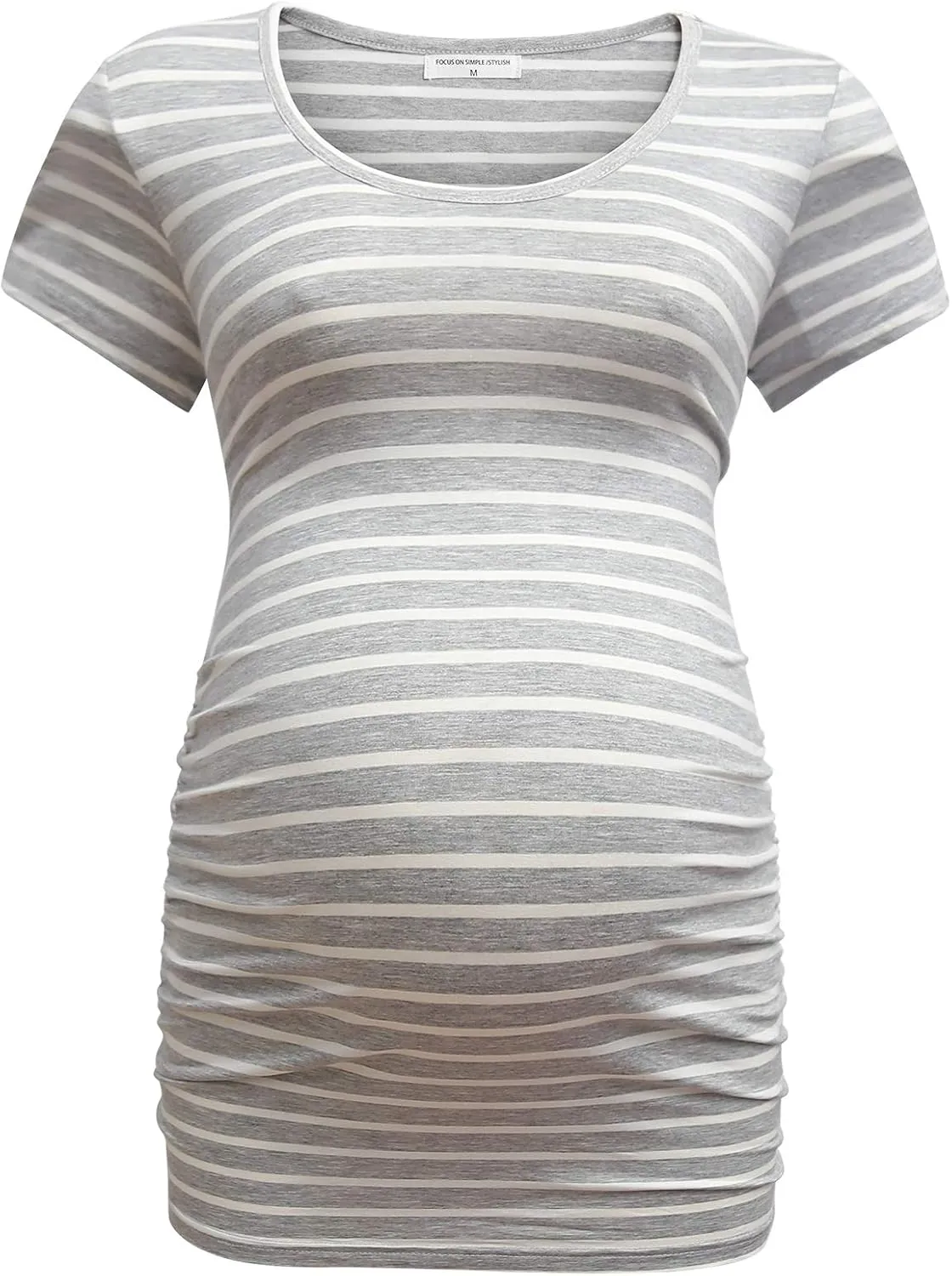 Bearsland Womens Maternity Tshirt 3 Packs Classic Side Ruched Tee Top Mama Pregnancy Clothes
