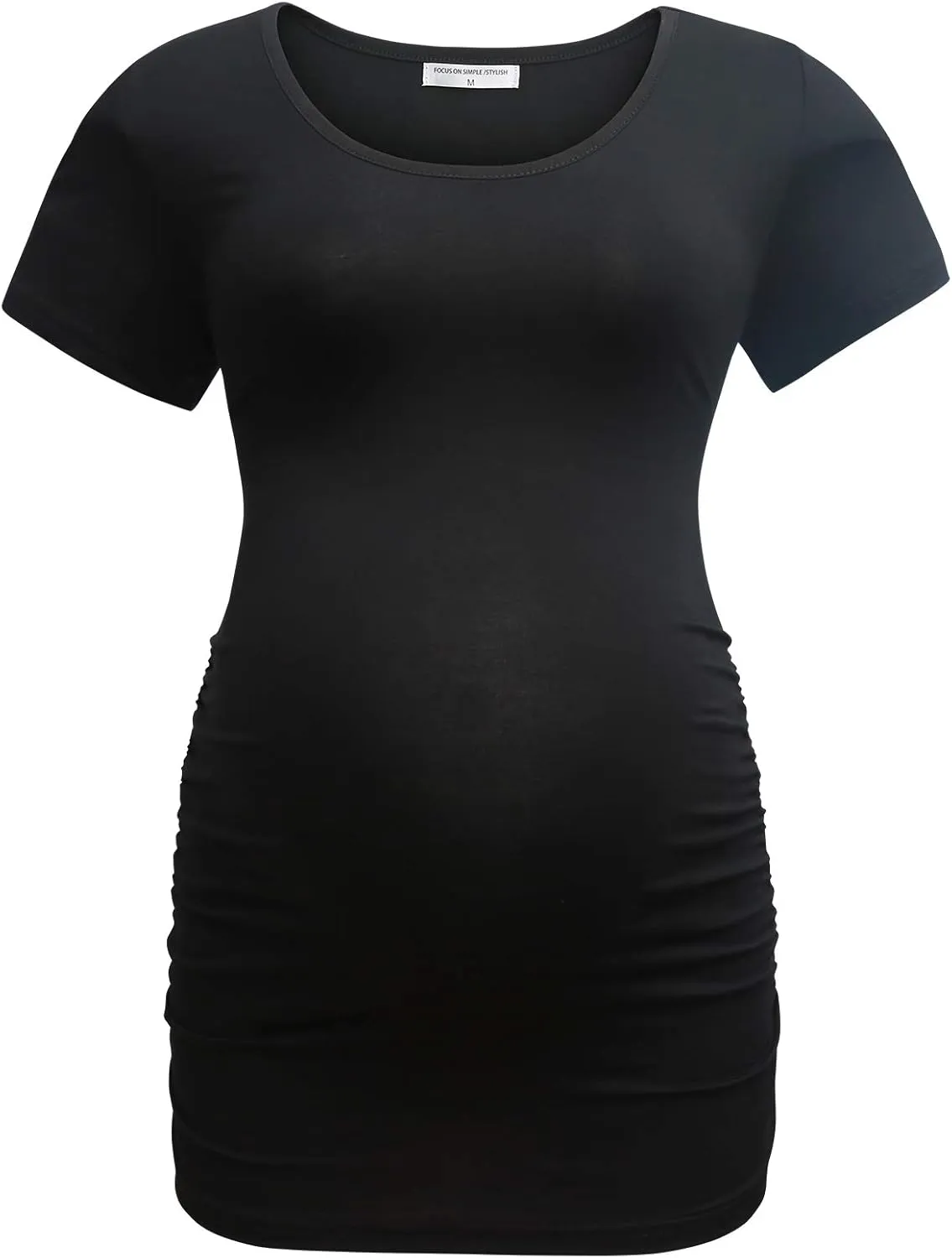 Bearsland Womens Maternity Tshirt 3 Packs Classic Side Ruched Tee Top Mama Pregnancy Clothes