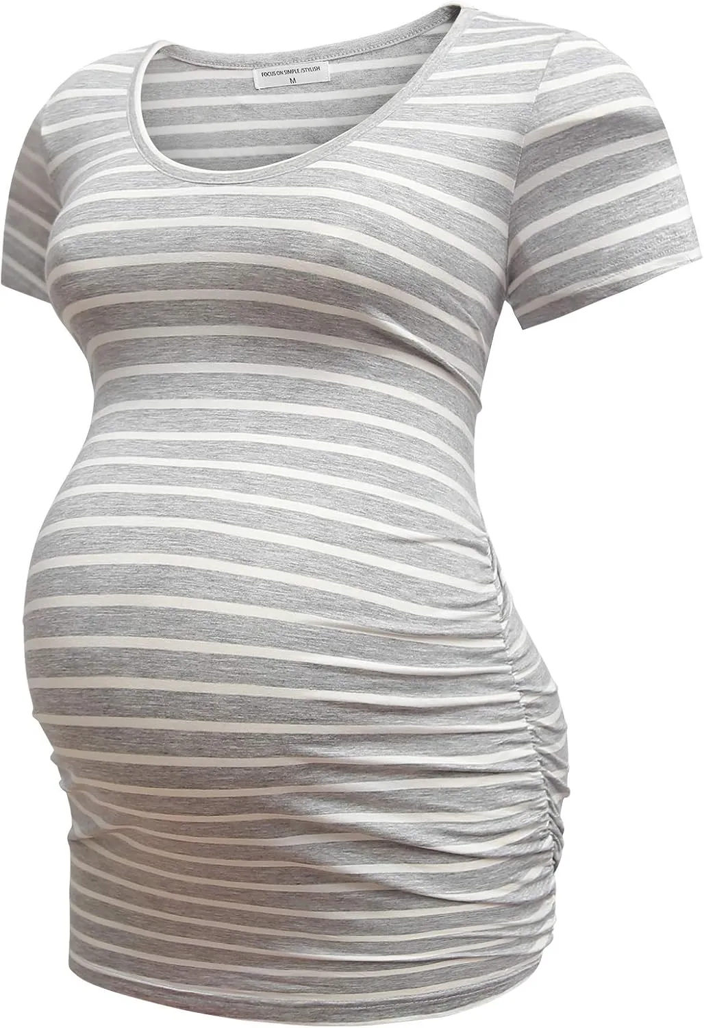 Bearsland Womens Maternity Tshirt 3 Packs Classic Side Ruched Tee Top Mama Pregnancy Clothes