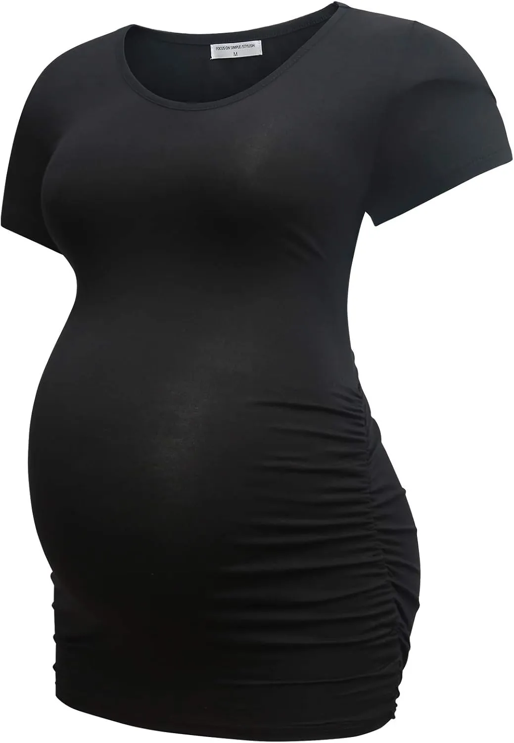 Bearsland Womens Maternity Tshirt 3 Packs Classic Side Ruched Tee Top Mama Pregnancy Clothes