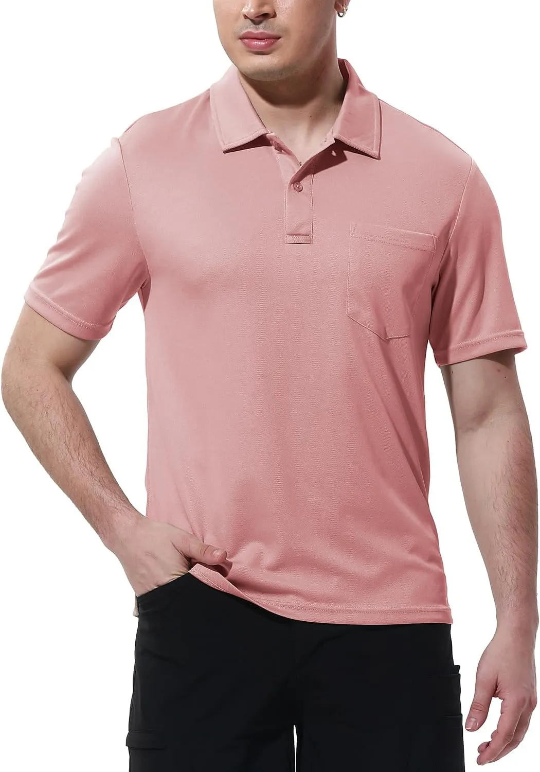 BGOWATU Men's Polo Shirts Short Sleeve Collared Golf Shirts Quick Dry Tennis Shirt Outdoor Sports Causal Shirts