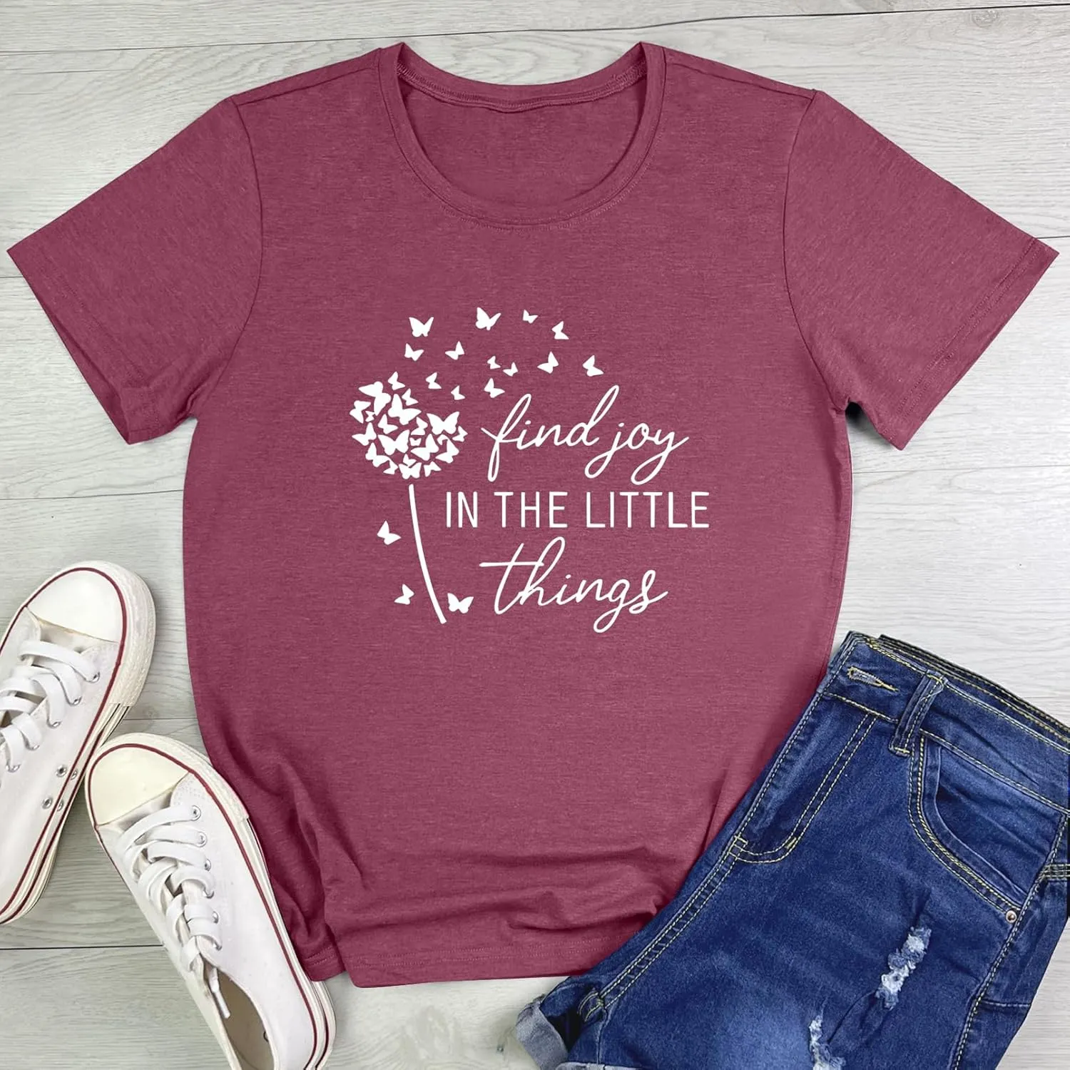 BLACKMYTH Women Crewneck Soft Tees Cute Graphic Butterfly T Shirts