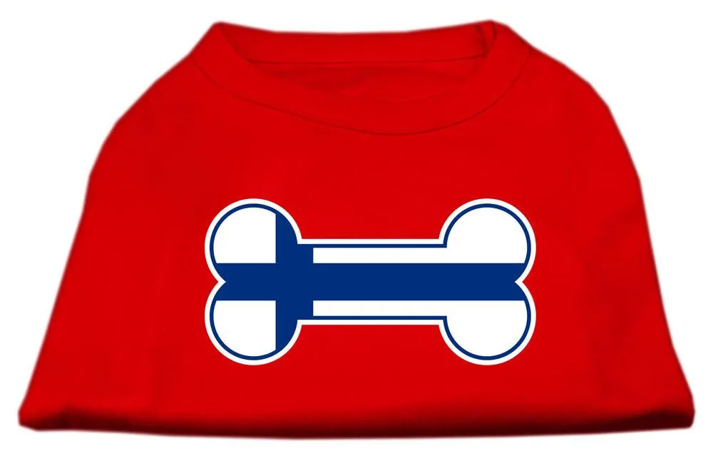 Bone Shaped Finland Flag Screen Print Shirts Red M (12)