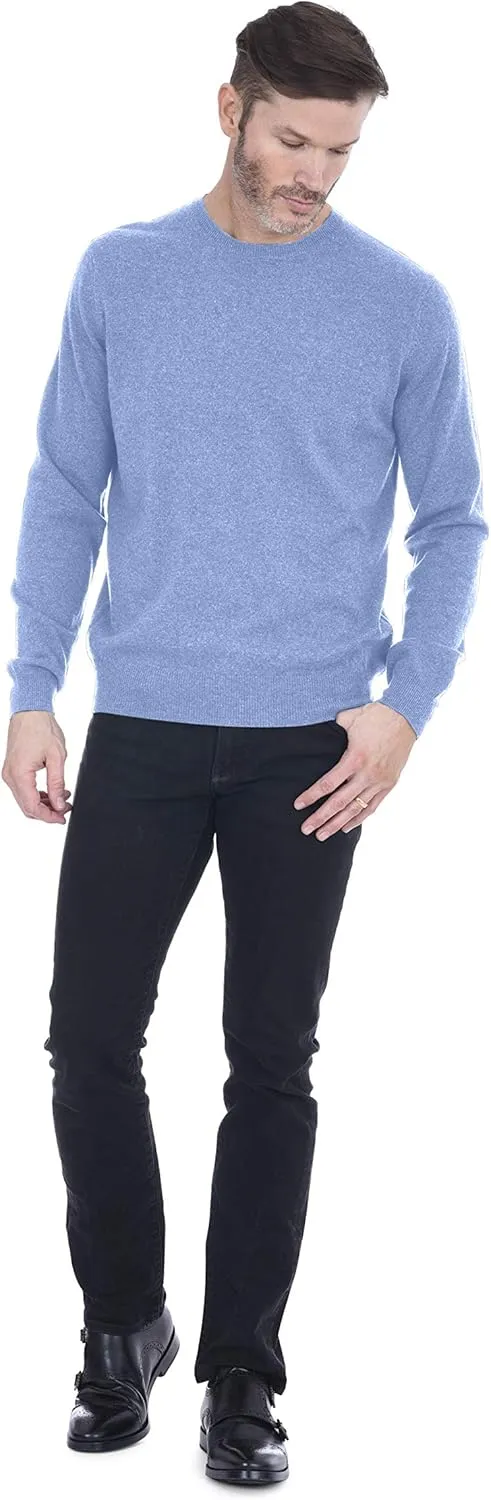 Cashmeren Men's Basic Crewneck Sweater 100% Pure Cashmere Long Sleeve Round Neck Pullover