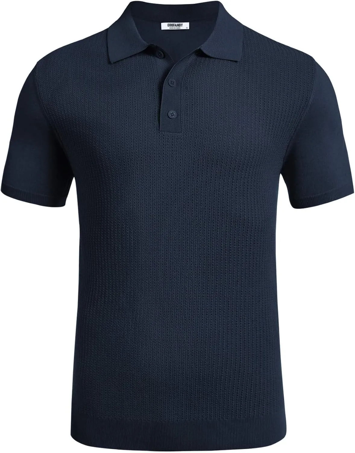 COOFANDY Men's Knit Polo Shirts Short Sleeve Casual Button Down Shirts Vintage Collared Golf Shirts