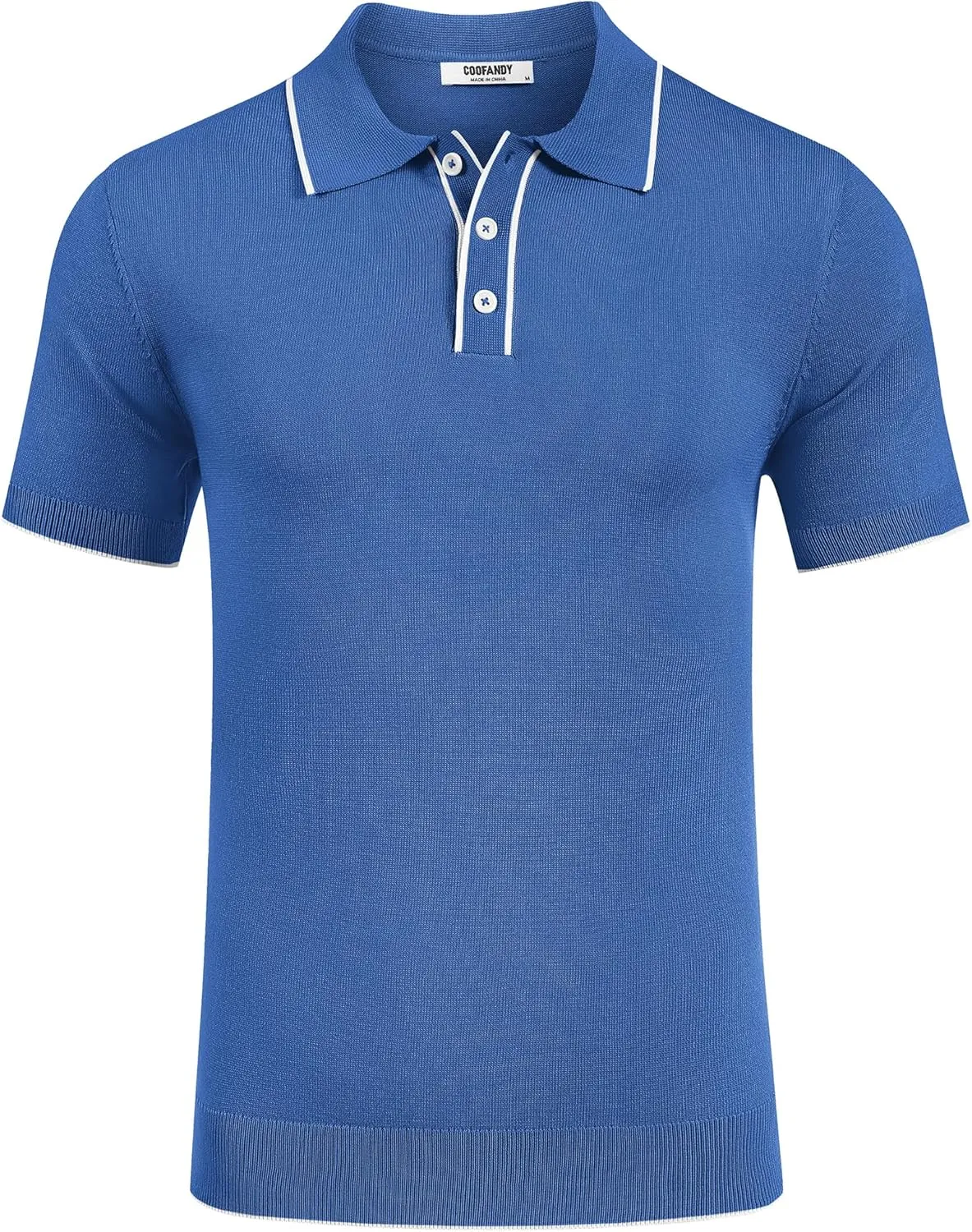 COOFANDY Mens Knit Polo Shirts Short Sleeve Vintage Stretch Polo T Shirts Casual Summer Golf Shirts