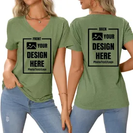 Custom T Shirts Women Customized Design Your Own V Neck Tshirts Personalized Text/Image/Logo/Photo Printed T-Shirts