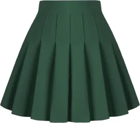 Dressever Women's Pleated Skirts Mini Skater Basic Skirt High Waist Tennis Skirt School Uniform Cheerleader Skirts