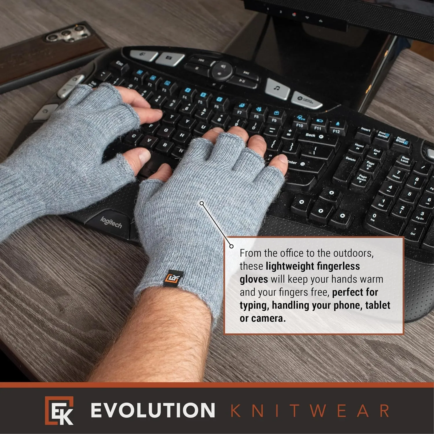 Evolution Knitwear Alpaca Knit Fingerless Gloves - Super Soft Baby Alpaca - Made in the USA - Large