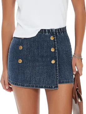EXLURA Womens Button Bodycon Mini Skirt Sexy Night Club High Waist Elastic Y2K Trendy Short Plaid Skirts