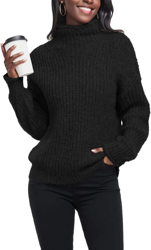 Famulily Women's Pullover Sweaters Long Sleeve Turtleneck Sweater Casual Oversized Knitted Tops 2023 Fall Winter Clothes