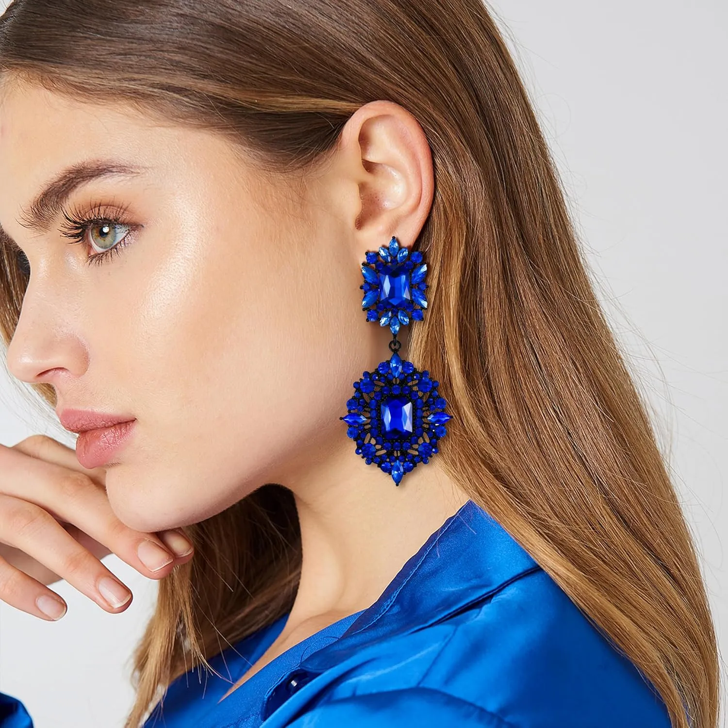 Flyonce Women's Rhinestone Crystal Wedding Art Deco Vintage Style Gatsby Chandelier Dangle Earrings