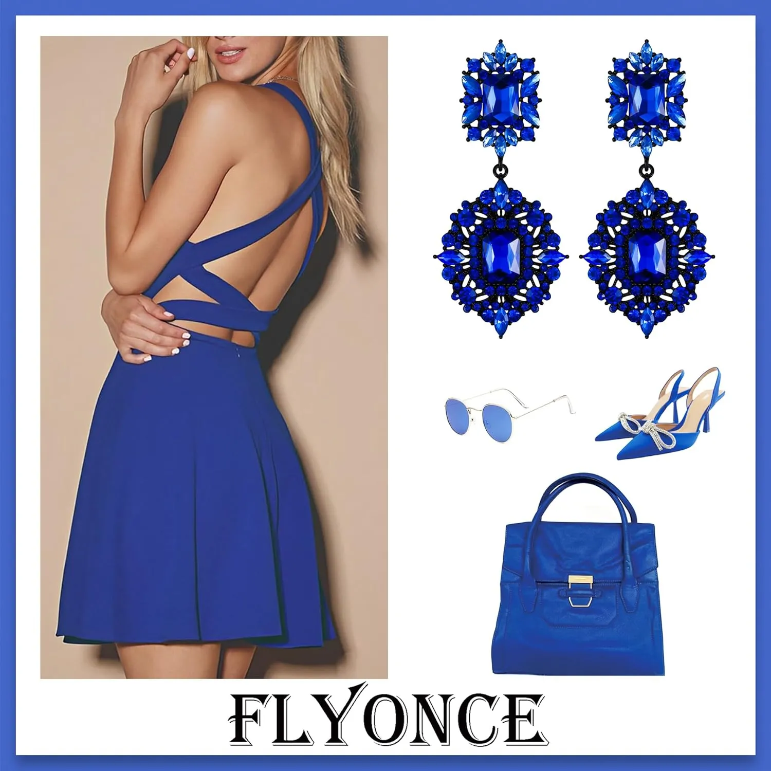 Flyonce Women's Rhinestone Crystal Wedding Art Deco Vintage Style Gatsby Chandelier Dangle Earrings
