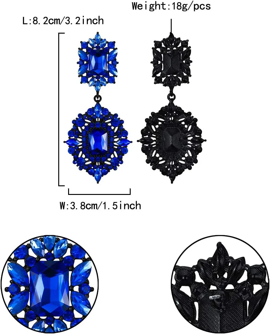 Flyonce Women's Rhinestone Crystal Wedding Art Deco Vintage Style Gatsby Chandelier Dangle Earrings