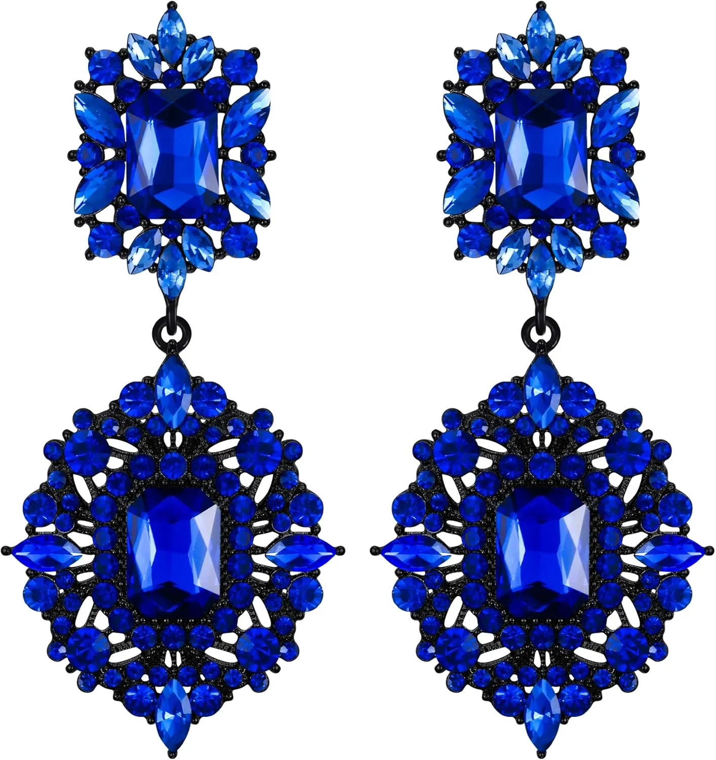 Flyonce Women's Rhinestone Crystal Wedding Art Deco Vintage Style Gatsby Chandelier Dangle Earrings