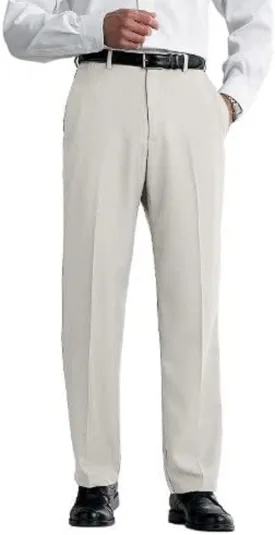 Haggar Men's Cool 18 Classic Fit Flat Front Hidden Expandable Waistband Casual Pant