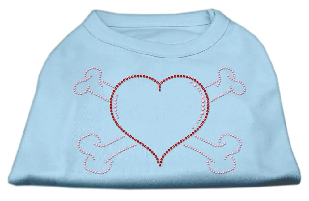 Heart and Crossbones Rhinestone Shirts Baby Blue M (12)