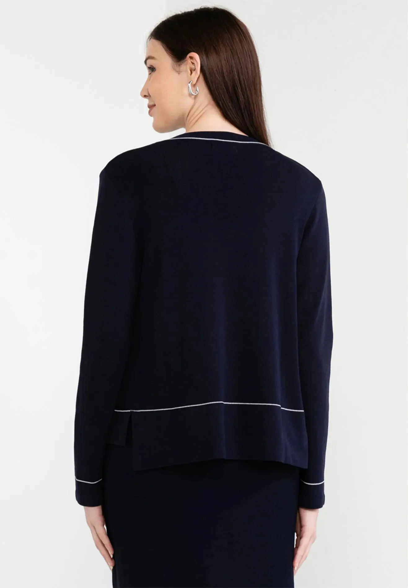 Knitted Double Pocket Open Cardigan