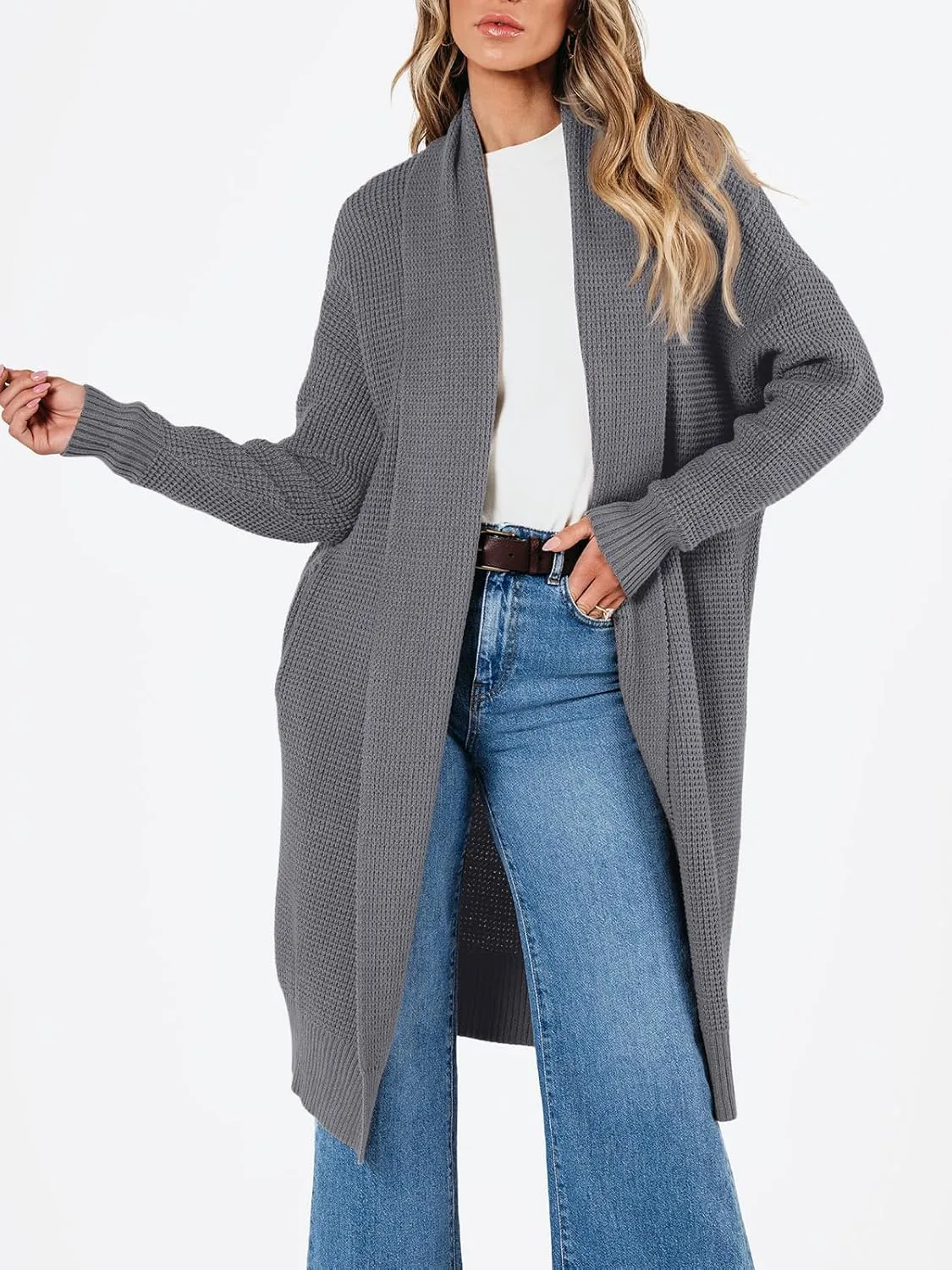 LILLUSORY Long Cardigan Sweaters for Women Fall Trendy Oversized Open Front Winter Coat
