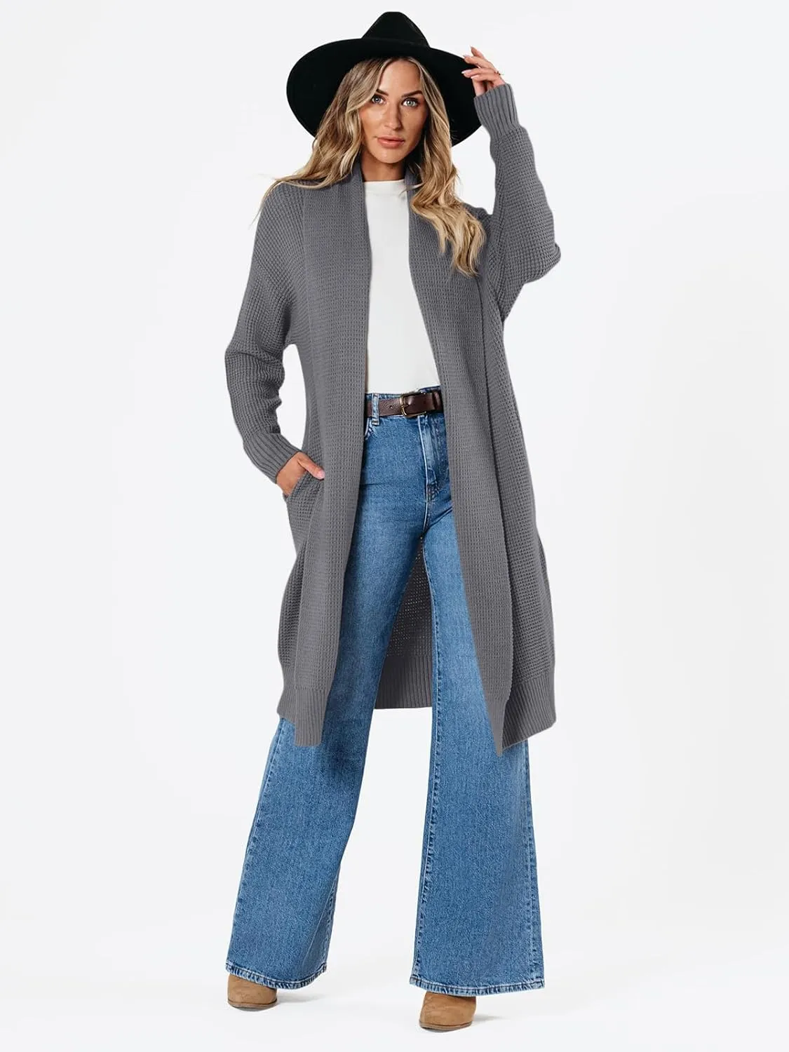 LILLUSORY Long Cardigan Sweaters for Women Fall Trendy Oversized Open Front Winter Coat