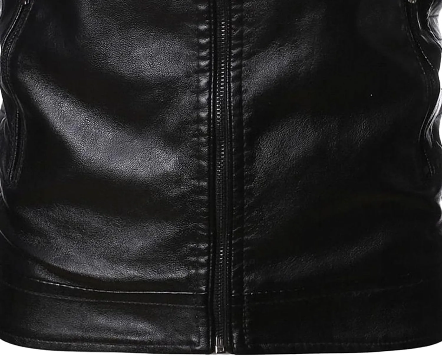 Maiyifu-GJ Men's Motorcycle Leather Jacket Vintage Stand Collar Faux Leather Jacket Lightweight Slim Fit Zipper Biker Coat