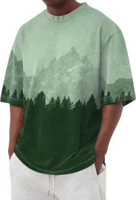 Men's Oversized Heavy Cotton T Shirts Short Sleeve Crew Neck Casual Loose Tie Dye Wash Vintage Tee Streetwear Tops