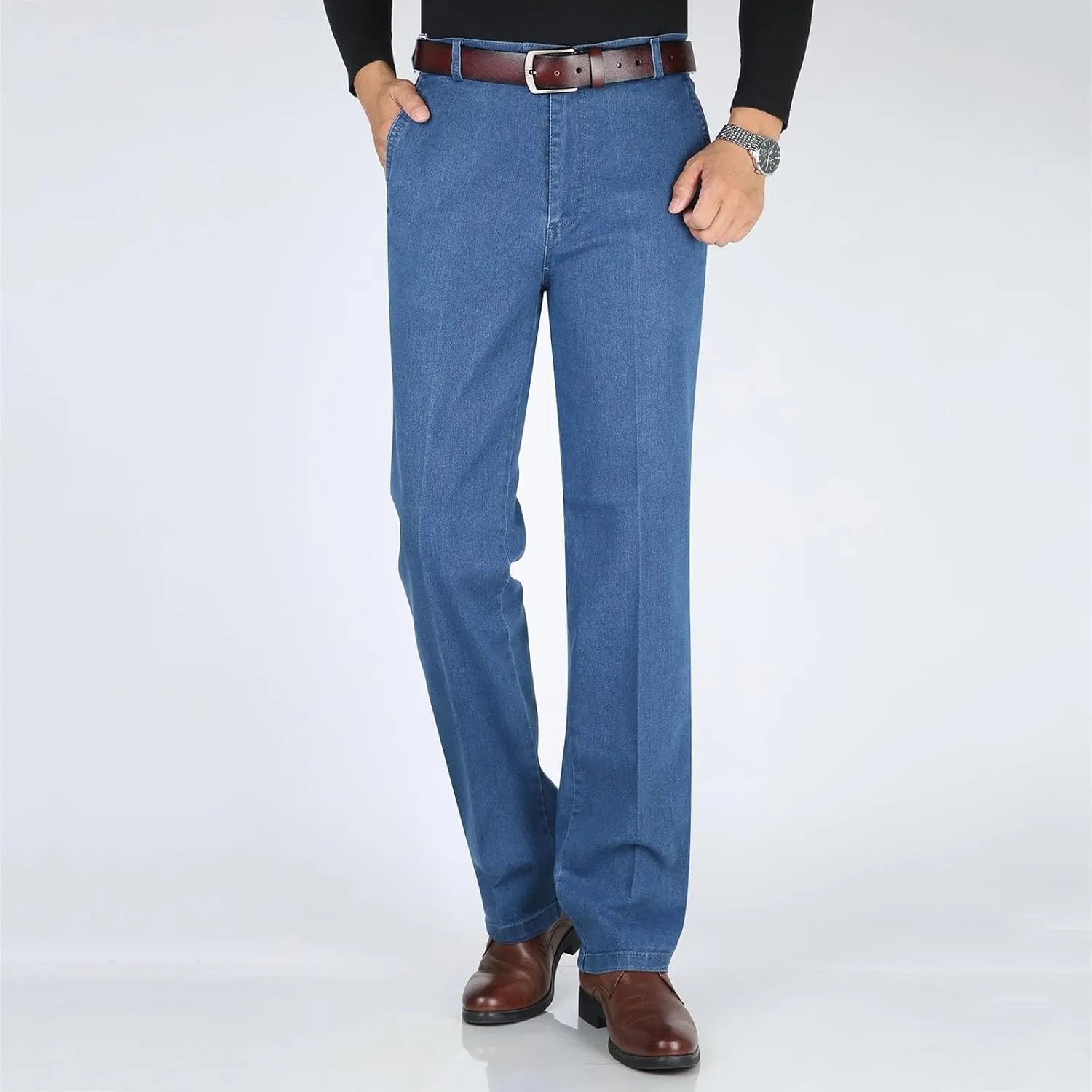 Modezier Men's Durable Jeans,Manzera Classic Straight Stretch Jeans Relaxed Fit Pants for Mens