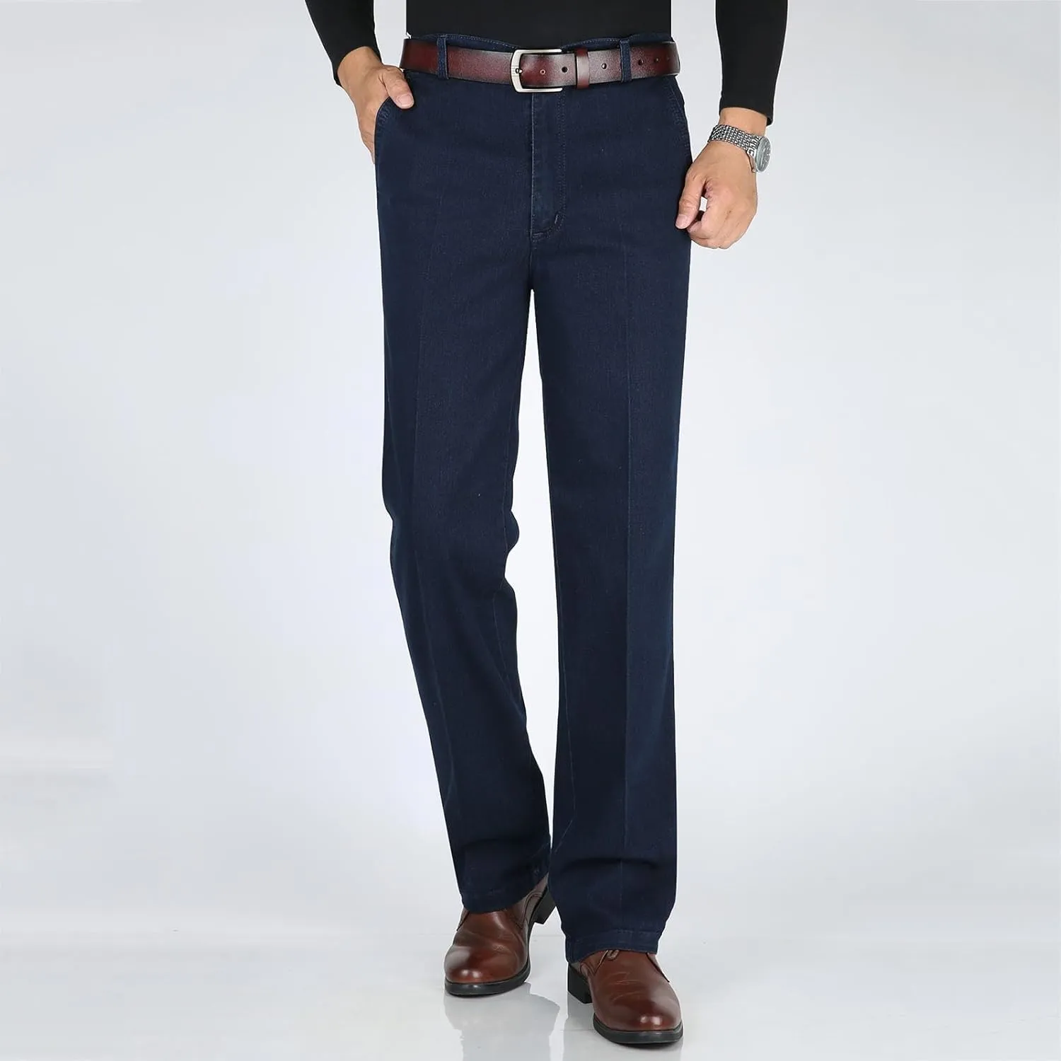 Modezier Men's Durable Jeans,Manzera Classic Straight Stretch Jeans Relaxed Fit Pants for Mens
