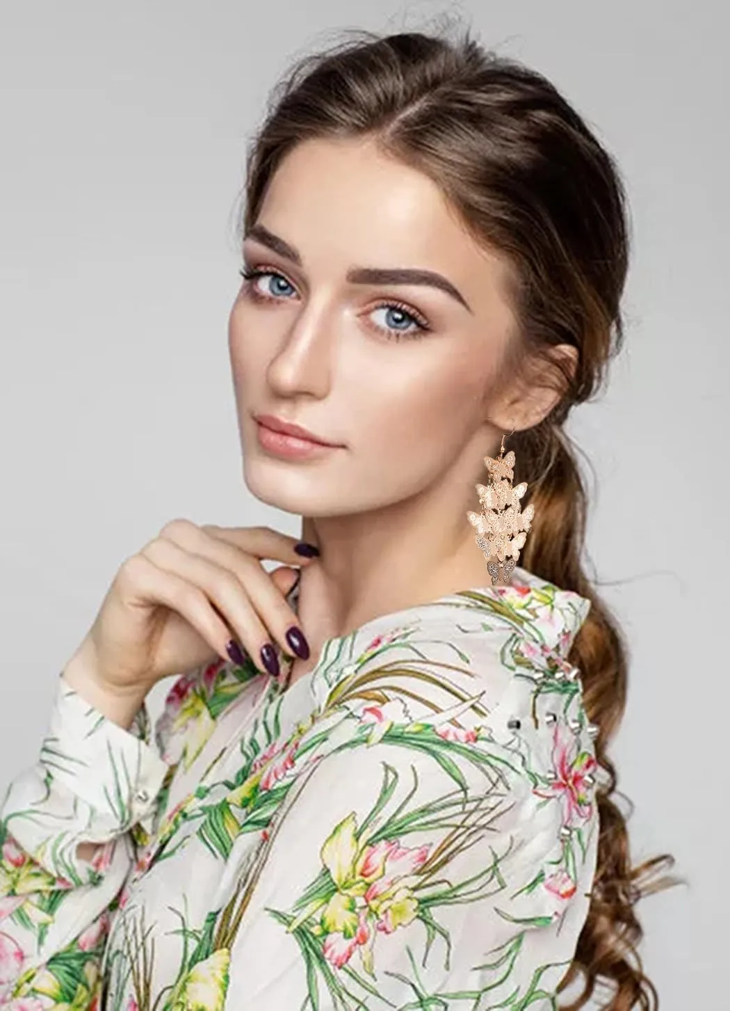 Nine Piece Butterfly Earrings Mix Color Bohemia Style Long Drop Dangle Hook Earrings Lightweight Fashion Style Butterfly Earrings Holiday Gifts Jewelry for Women
