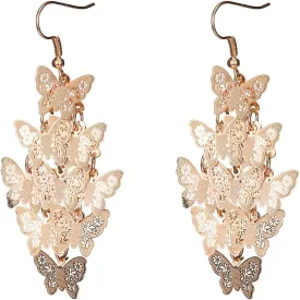 Nine Piece Butterfly Earrings Mix Color Bohemia Style Long Drop Dangle Hook Earrings Lightweight Fashion Style Butterfly Earrings Holiday Gifts Jewelry for Women