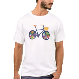 Nutcase Designer Round Neck Men's T-Shirt Wrinkle-Free Poly Cotton Tees - Colorful Cycle Wheels