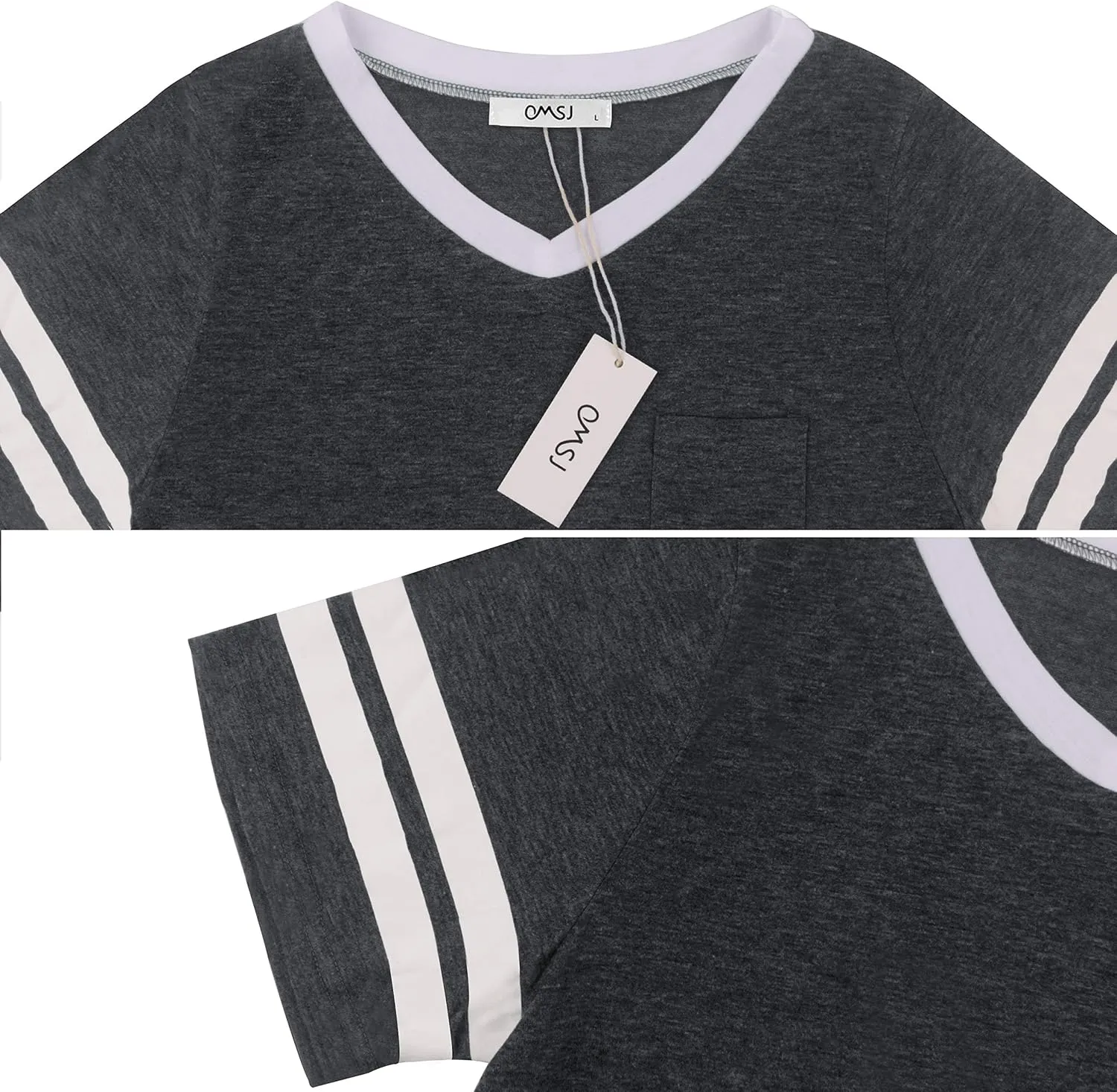 OMSJ Womens Summer Tops Casual Short/Long Sleeve T-Shirts