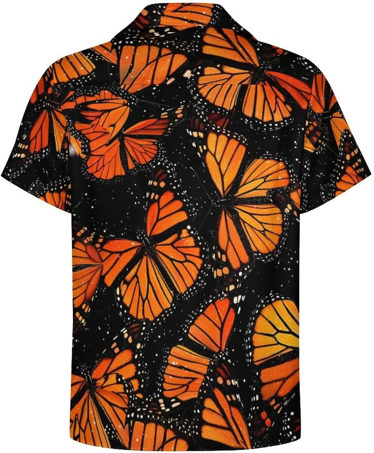 Orange Monarch Butterflies Printed Men's Hawaiian Shirt Cuban Collar Shirt Short Sleeve Button Down Tops Beach T Shirts