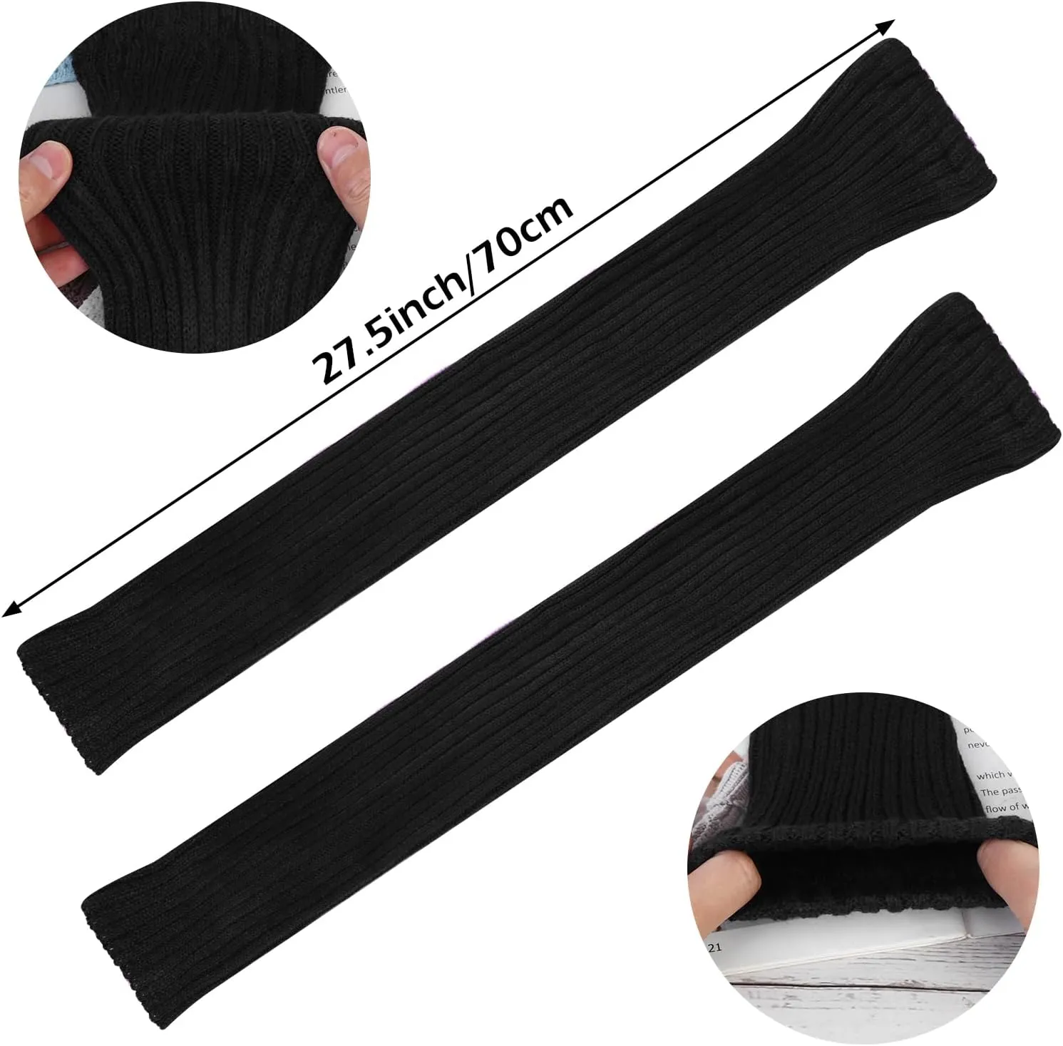 PHOGARY 2 Pairs Winter Leg Warmers Thigh High Socks Over Knee Footless Socks Knitted Long Boot Cuffs Topper Socks for Women