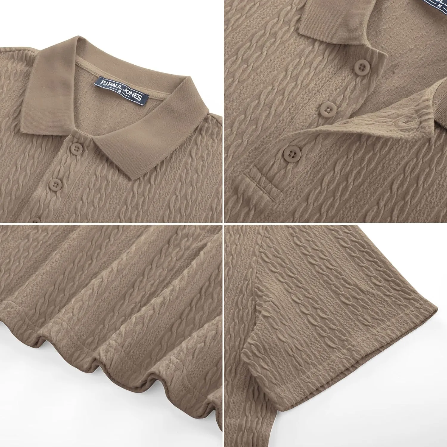 PJ PAUL JONES Mens Polo Shirts Short Sleeve Casual Collared Shirts Textured Stretchy Golf Shirts