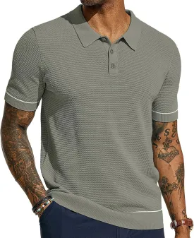 PJ PAUL JONES Mens Polo Shirts Short Sleeve Textured Knit Polo Shirts