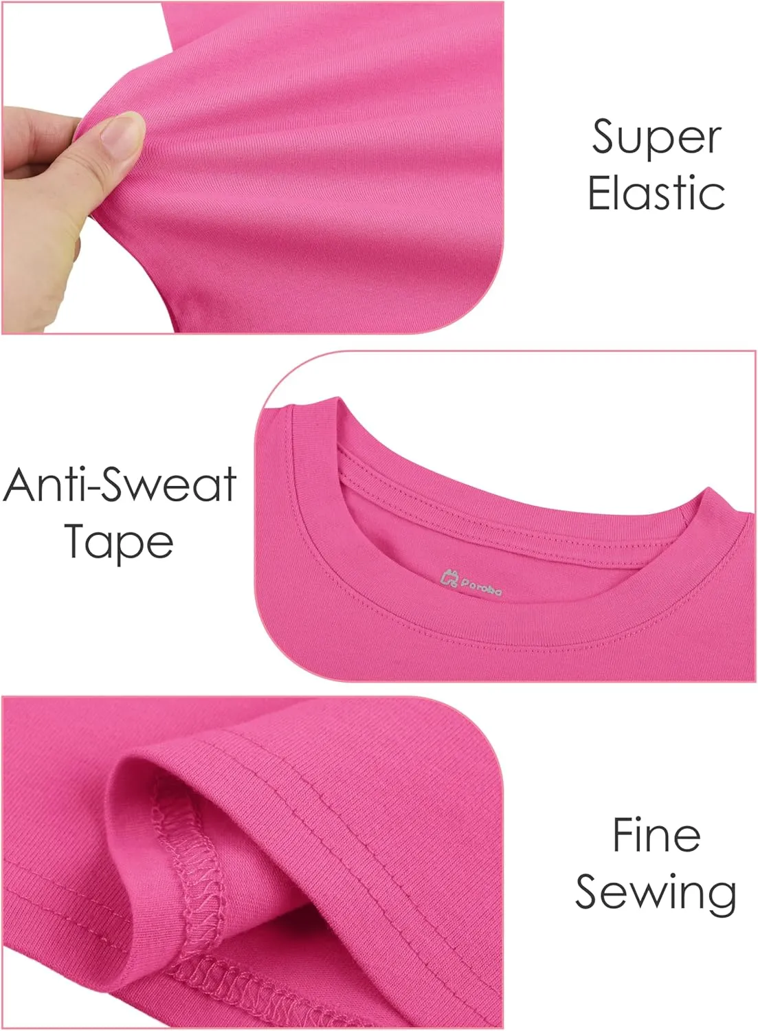 Poroka Baby and Toddler Girls Short Sleeve T-Shirts Cotton Crewneck Shirts Basic Solid Tees Summer Casual Tops, Multipack