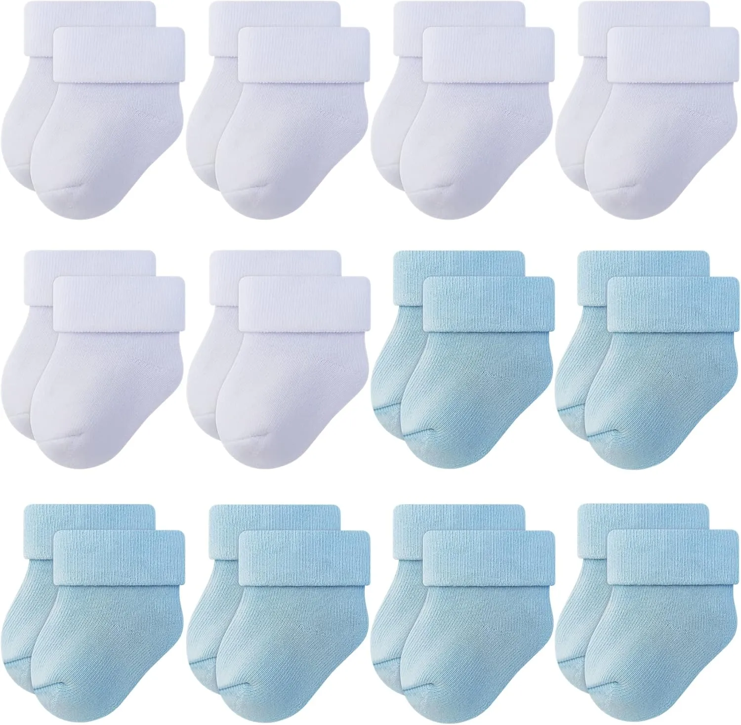 RATIVE Newborn Baby Socks 0-6,6-12 Months Terry Turn Cuff Socks for Boys Girls