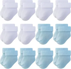 RATIVE Newborn Baby Socks 0-6,6-12 Months Terry Turn Cuff Socks for Boys Girls