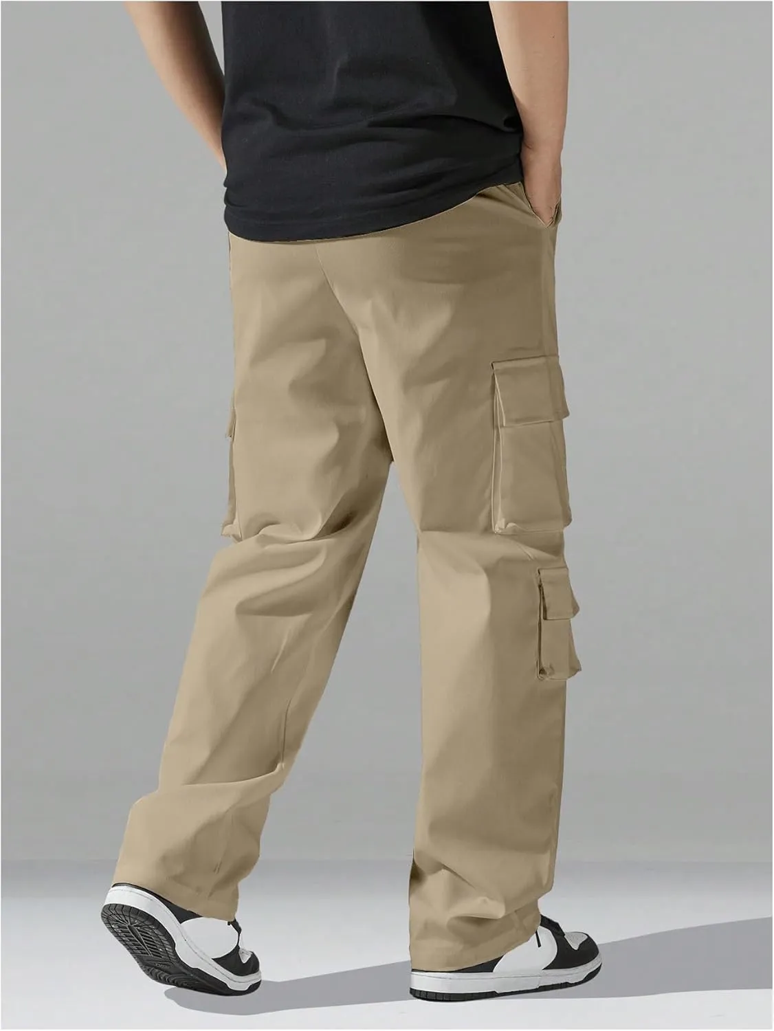 SHENHE Men's Drawstring Waist Workout Cargo Pants Street Casual Loose Pants with Pockets