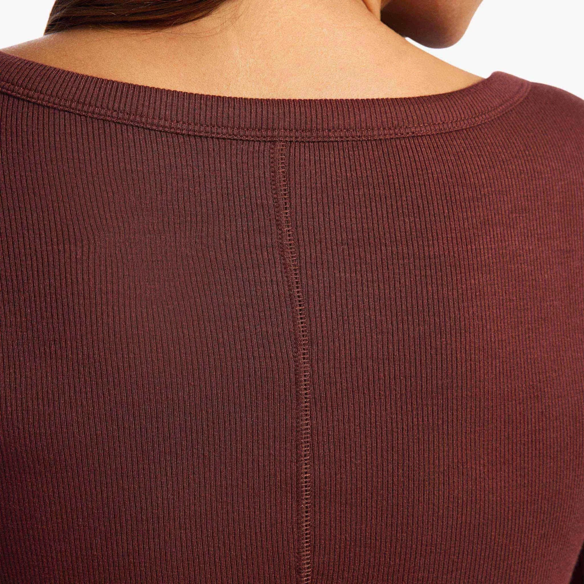 Slinky Rib Long Sleeve Bodysuit | Black Cherry