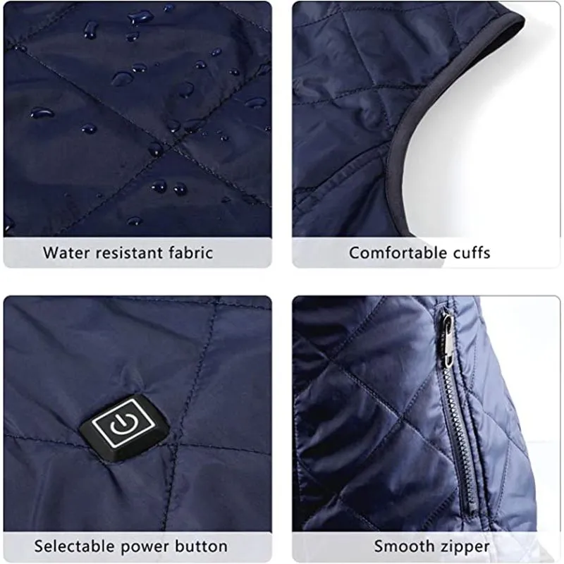 Women Heating Vest Winter Cotton Jacket USB Infrared Electric Heating suit