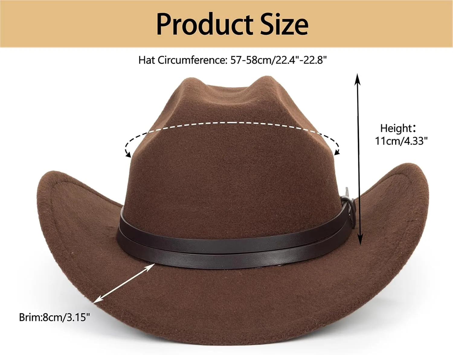 Women Western Rhinestone Cowboy Hat - Classic Bling Diamond Band Decoration Rodeo Fedora Hat(Size:Large)